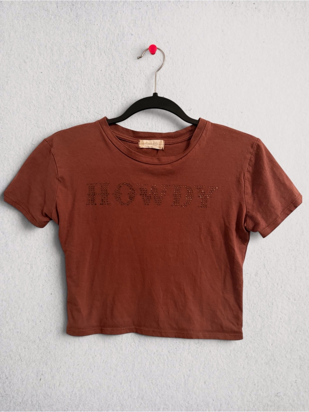 Altar’d State Rust Brown 'Howdy' Crop Tee - Women's Top